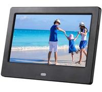 Cadre Photo numérique, Cadre Photo numérique 7 Pouces 1024 x 600 écran LCD Haute résolution Lecteur Image/Musique/vidéo Calendrier Alarme avec télécommande, Prise en Charge USB et Carte SD (Noir 7 po