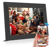 Cadre Photo Numérique Connecté WiFi 10,1 Pouces, Écran Tactile IPS HD, 32 Go, Partage Instantané Via App Frameo, Support SD/USB, Cadre Photo Bois en Chêne, Idéal pour Famille & Cadeau