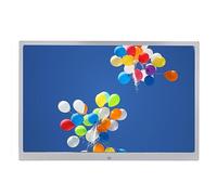 Cadre Photo numérique en métal de 15,4 Pouces, écran HD avec télécommande, support vidéo et Musique, diaporama, adapté aux Personnes âgées (Color : Silver)