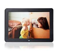 Cadre Photo Numérique, Full HD 12 Pouces Haute Résolution 1280 x 800 Ultra Mince Support Musique/Vidéo/EBook/Horloge/Calendrier/Carte SD 32G Electronic Photo Frame avec Télécommande.(Noir)