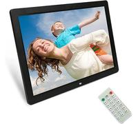 Cadre photo numérique grand écran, écran haute résolution, avec télécommande, détecteur de mouvement, luminosité réglable, minuterie marche/arrêt et musique de fond, montage mural