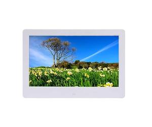 Cadre photo numérique haute définition IPS 12,5 pouces, machine publicitaire 1920 x 1080, ultra fin, peut être accroché au mur, lit automatiquement des images/musique/image + musique (blanc)