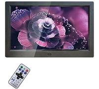 Cadre Photo numérique Spacmirrors, Cadres Photo numériques HD 10 Pouces, écran Large LED 16: 9 avec emplacements pour Carte SD USB et Image numérique télécommandée (Noir)