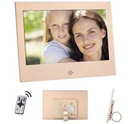 Cadre Photo numérique Spacmirrors, Cadres Photo numériques HD 10 Pouces, écran Large LED 16: 9 avec emplacements pour Carte SD USB et Image numérique télécommandée (Or)