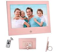 Cadre Photo numérique Spacmirrors, Cadres Photo numériques HD 10 Pouces, écran Large LED 16: 9 avec emplacements pour Carte SD USB et Image numérique télécommandée (Rose)