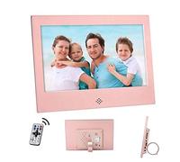 Cadre Photo numérique Spacmirrors, Cadres Photo numériques HD 10 Pouces, écran Large LED 16: 9 avec emplacements pour Carte USB/SD et Image numérique télécommandée (Rose)