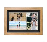 Cadre photo numérique WiFi 25,4 cm, écran tactile IPS Smart Cloud, configuration facile pour partager des photos ou des vidéos via l'application Frameo, rotation automatique (UK-BLACK + cadre en bois)