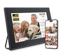 Cadre photo numérique WiFi 32 Go, cadre photo Frameo 10,1", écran tactile HD IPS 1280 x 800, rotation automatique, partage de photos/vidéos instantanément via l'application Frameo depuis n'importe où