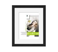 accent by nielsen cadre photoavec passe-partout, 21 x 29,7 cm (A4), bois, Noir, cadre documentpour accrocherau format paysage et portrait, verre véritable, Apollon