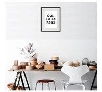 Cadre Photo Oui tu le peux 30x40cm avec Passe Partout Tableau Bois Verre (NOIR)