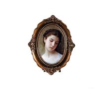 Cadre photo ovale en résine antique de style vintage, adapté pour afficher des œuvres d'art ou des photos dans des pièces à thème rétro, comprend le matériel de suspension pour une installation facile