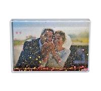 Adventa Cadre photo pailleté en acrylique transparent avec confettis 10,2 x 15,2 cm (or rose) - Cadeau personnalisé idéal ou décoration d'intérieur