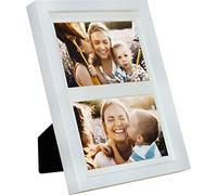 Cadre Photo pêle-mêle, 17 x 23 cm Cadre Multi Photo avec Passe-Partout pour 2 Photos 10 x 15 cm, Blanc