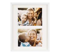 Cadre Photo pêle-mêle, 28 x 35 cm Cadre Multi Photo avec Passe-Partout pour 2 Photos 15 x 20 cm, Blanc