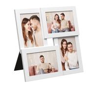 Cadre photo pêle-mêle - Blanc nuage - 4 images 10x15 cm - MDF et verre - Clips rotatifs