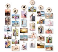 Cadre Photo Pêle Mêle Cadre Photo Mural Porte Photos Pinces Tranches De Bois Naturel,Décoration Maison Cadeau Bricolage