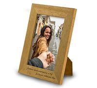 Cadre photo PERSONNALISABLE avec votre propre texte - Fabriqué en bois de pin naturel - Choisissez votre couleur, choisissez la taille, ajoutez votre texte. Fabriqué en Espagne (13 x 18 cm, CHÊNE)