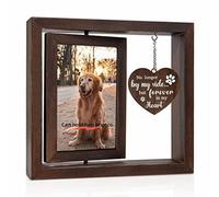 Cadre photo personnalisé en bois double face, rotation à 360 degrés, cadre photo double face en noyer de 10,2 x 15,2 cm, cadeau pour chien et chat, cadre photo commémoratif