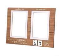 Cadre photo personnalisé en bois pour anniversaire de mariage avec deux emplacements pour photos pour ensuite et maintenant pour mettre en valeur des histoires d'amour durables (jaune)