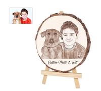 Cadre Photo Personnalisé en Bois Texte Personnalisé sur Tranches de Bois Affichage Bureau ou Mur pour Noël Saint-Valentin Anniversaire Cadeau de Mariage