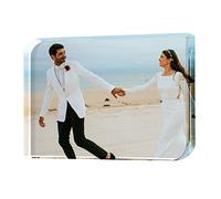 Cadre Photo Personnalisé en Cristal Bloc de Verre de Cristal pour prix d'honneur Gravure Laser Impression Texte Image Personnalisée Ornement de Bureau Cadeau d'Anniversaire Noël pour Familles et Amis