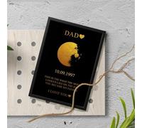 Cadre photo personnalisé en phase de lune - Art mural personnalisé - Cadeau d'anniversaire personnalisé - Carte d'étoiles par date de naissance - Cadeau de fête des mères (A4)