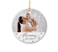 Cadre photo personnalisé Mommy Est 2025 Ornement, ajouter une image Maman et bébé, 1ère fête des mères Souvenir Ornement Cadeaux pour nouvelle maman, future maman, nouveau-né nouveau-né, ornement en
