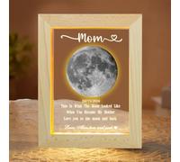 Cadre photo personnalisé phase de lune pour maman, texte personnalisé en bois, cadre artistique avec inscription « This is What The Moon Looked Like The Day », anniversaire, fête des mères, phases de