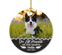 Cadre photo personnalisé pour chien, décoration commémorative pour chien au paradis, décoration de Noël 2025 avec inscription « You left paw prints on our hearts »