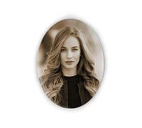 Cadre Photo | Plaque funéraire | Plaque personnalisée | Medaille Porcelaine | Medaillon Photo | Médaillon Ovale en Porcelaine | 7 cm X 9 cm | Contour Standard sans Bord/Photo Sépia