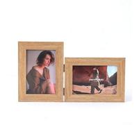 Cadre photo pliable compatible avec un design vintage en bois et double mécanisme de charnière pour une utilisation flexible de décoration d'intérieur (A)