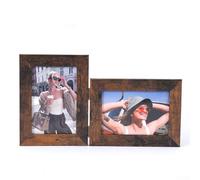 Cadre photo pliable compatible de 15,2 cm avec motif grain de bois vintage et mécanisme à double charnière pour une utilisation flexible de décoration d'intérieur (D)