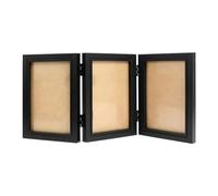 Cadre photo pliable en bois de 10,2 x 15,2 cm pour table, entrée, salon, noir, triple pli, 15,2 cm