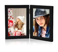 Cadre photo pliable pour 2 photos : 13 x 18 cm - En bois - Avec vitre en verre - Remplissable - Cadre d'art - Pliable - Pour art - Collage