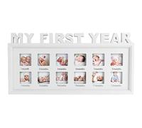 Cadre Photo pour Bébé, 12 Photos Bricolage Enfant Croissance Souvenirs Cadre Photo"Ma Première Année" Photo Murale et Table, Décoration de Maison Paroi, Cadeau de naissance pour Nouveau-né, 42 * 21cm