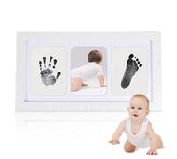 Cadre photo pour empreintes de pieds de bébé - Kit d'empreintes de main et de pied pour enfants - Cadre photo rustique pour chambre d'enfant - Cadre souvenir de nouveau-né - Ensemble d'ornement