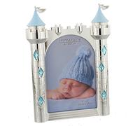 Cadre photo pour garçon en forme de château Plaqué argent Bleu 21,5 x 14 cm - Cadeau de naissance