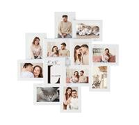 Cadre Photo pour Image 10 x 15 cm, Pêle-mêle Mural pour 12 Photos, Protection en Verre Transparent, à Assembler, Blanc