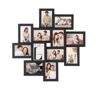 Cadre Photo pour Image 10 x 15 cm, Pêle-mêle Mural pour 12 Photos, Protection en Verre Transparent, à Assembler, Noir