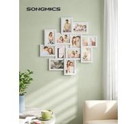 Cadre Photo pour Image 10 x 15 cm, Pêle-mêle Mural pour 12 Photos, Protection en Verre Transparent, à Assembler, Blanc BLANC