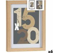 Cadre photo pour le mur naturel verre bois MDF 20,5 x 2,5 x 26,5 cm (6 pièces)