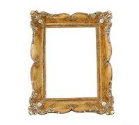 Cadre photo rectangulaire en résine avec motif vintage doré pour afficher des photos sur un bureau ou une étagère, insertion facile de photos et matériau (12,7 cm)