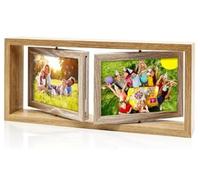 Cadre Photo Rotatif, Cadre Photo en Bois, Double Face pour Affichage Vertical ou Horizontal sur la Table, Peut Contenir 4 Photos 10x15cm, Cadre Photo sur Pied pour Anniversaires, Mariages, Baptême