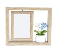 Cadre photo rotatif double face en bois avec fleur faite à la main pour décoration d'étagère (E)