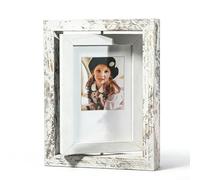 Cadre photo rotatif en bois massif, 15,2 x 17,8 cm, cadre photo double face pour décoration d'intérieur moderne, support pivotant à 360 degrés (610,2 x 15,3 cm, blanc rétro)