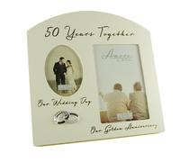 Cadre photo souvenir 50e anniversaire de mariage Doré