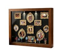 Cadre Photo Style Mini Musée,Cadre Photo Mémoire avec Éclairage LED - Miniature De 11 Pièces avec 8 Figurines - pour la Famille, la Saint-Valentin et Les
