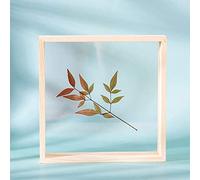 Cadre photo tridimensionnel en bois - présentoir double face acrylique transparent pour décoration de table, feuilles et fleurs séchées, carré 13.7x13.7cm