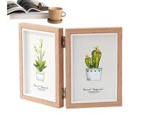 Cadre photo triple - Cadre de collage vertical rustique | Cadre de collage vertical pliable en bois de 10,2 x 15,2 cm, cadre photo de famille à trois ouvertures pour table de bureau