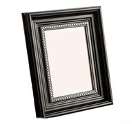 Cadre photo vintage noir de 25,4 cm - Grande bande - Crochet rotatif en dents de scie pour mur ou bureau - Résine - Art moderne - Photos de famille - Couleur café - Emballage sécurisé (noir ancien)
